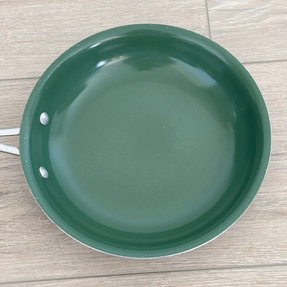 Orgreenic Ceramic Green Non-Stick Large 10 in Fry Pan with Lid Non Toxic